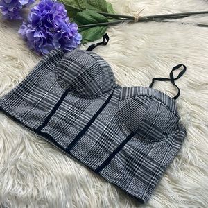 Haunted Monde Houndstooth Bustier Crop Cami Top Size XL